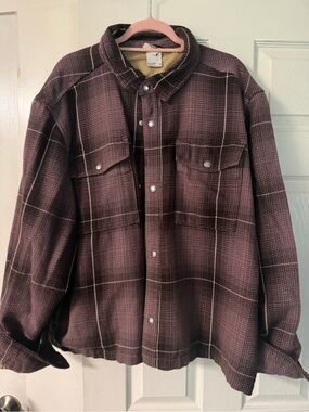 The North Face Plaid Shacket in Dark Plum with White Accents!